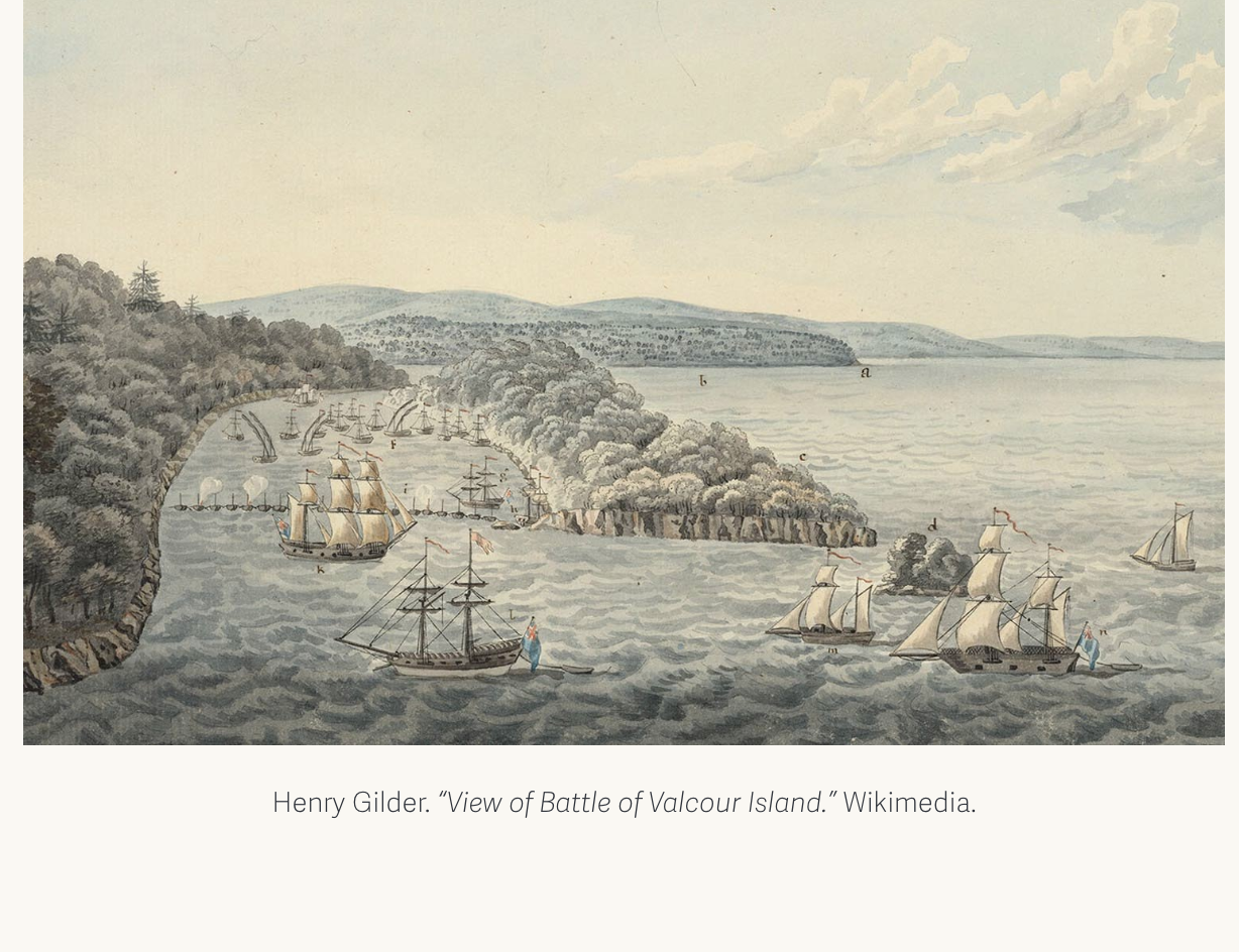 Henry Gilder “A view of the Battle of Valcour Island, fought on 11 October 1776” Royal Collection Trust.